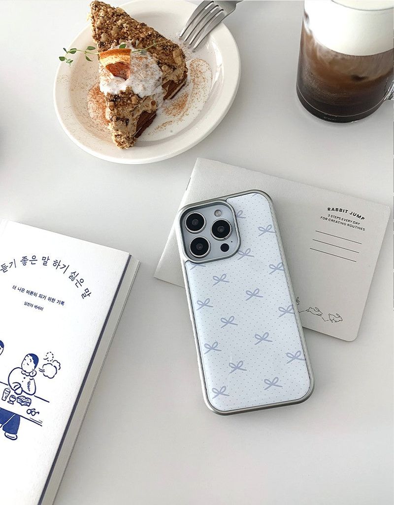 [MADE]クラウドリボン シルバーエポキシ バンパーiPhoneケース