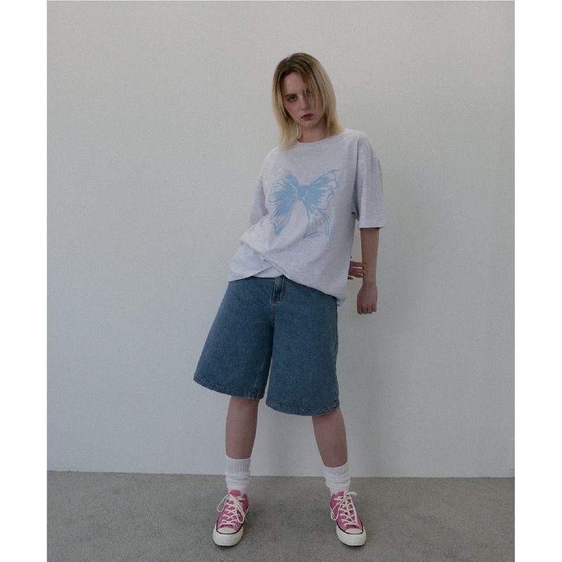 リボンロゴTシャツ - LIGHT GRAY