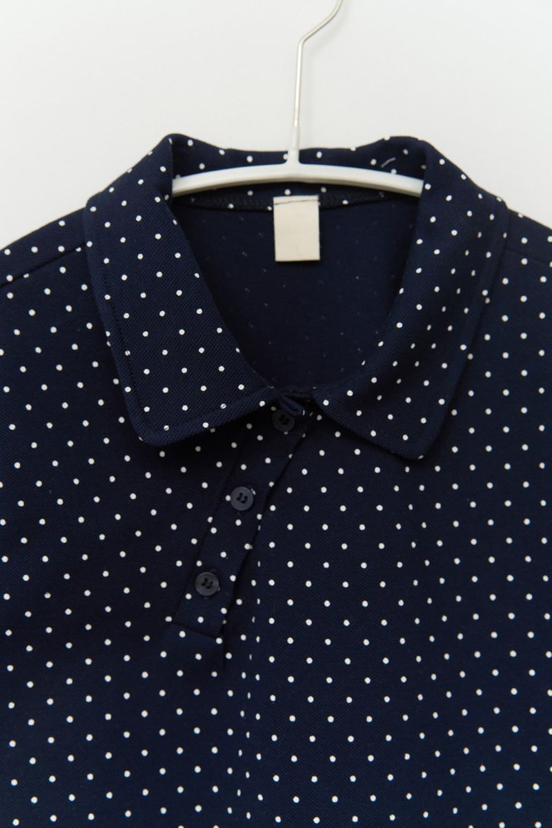 (W) Union Dot Collar Top