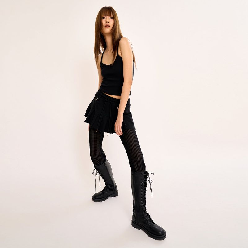 Sweat Pleats Skirt - Black