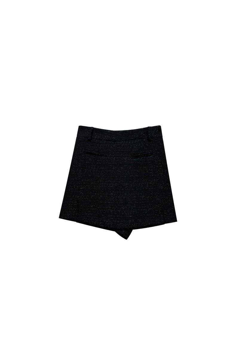 AGLOW TWEED SKIRT PANTS / BLACK