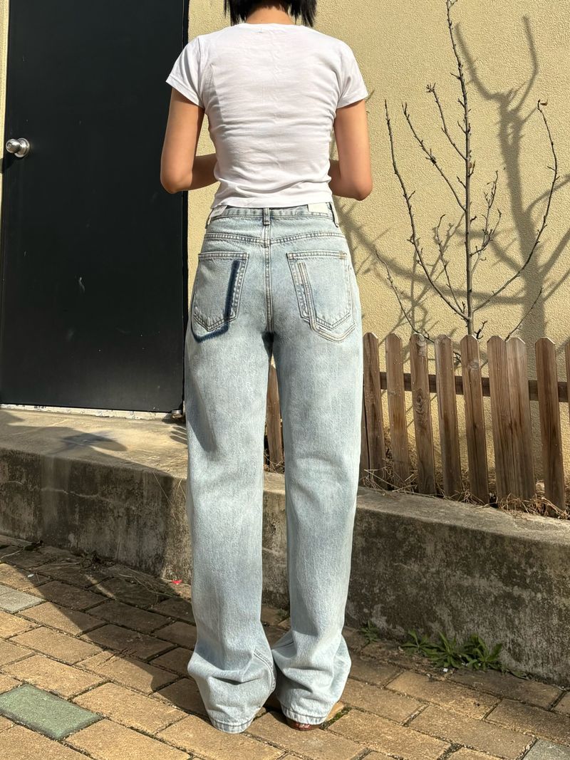 CLASSIC LOOK SEMI WIDE DENIM PANTS code 18101