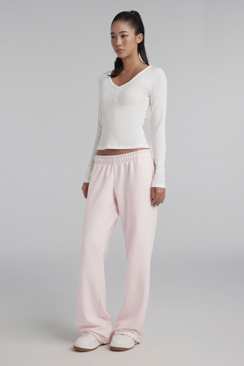 Cloud Cozy Lace Henley Top, White