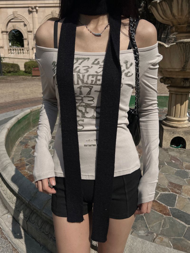 Winter long tie knit muffler (4 colors)