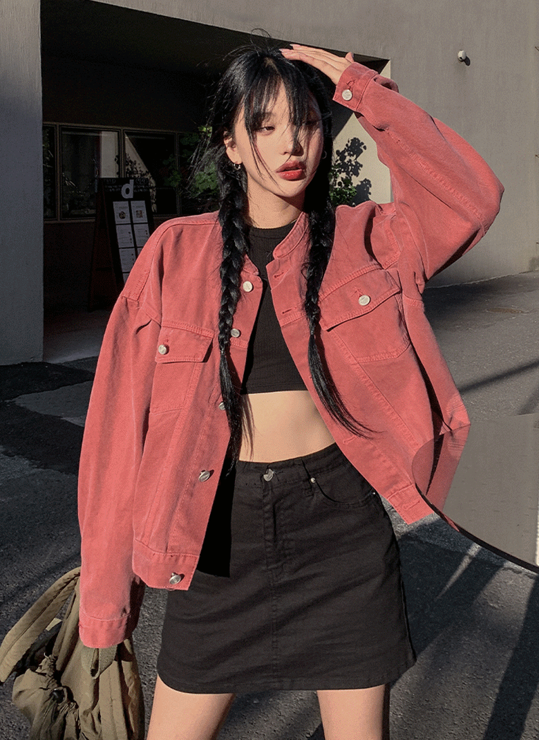 ULAN（ユレン）の「UNISEX)レンディピグメントクロップデニムジャケット（Jackets/Outerwear）」