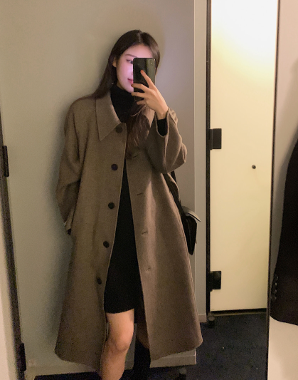 [SHOPPERMADE] ハンドメイドシングルロングウールコート (3color)
