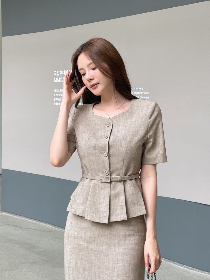 iam mari(アイアム マリ)の「Renne Peplum Jacket (Belt Set)(Jackets/Outerwear)」