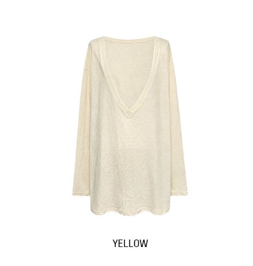 Awning Deep V-Neck Long Sleeve