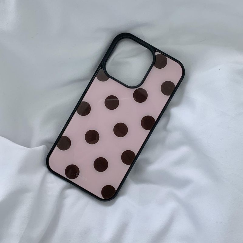 [MADE] Dot glass bumper case(pinkbrown)
