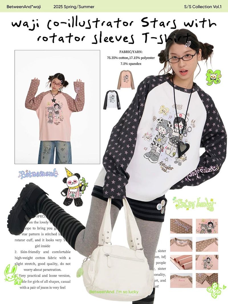 BETWEENAND スプリングワジ スターラグラン ロングTシャツ
