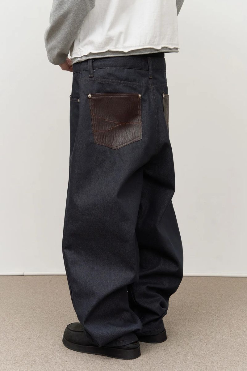 Peo Back Leather Denim