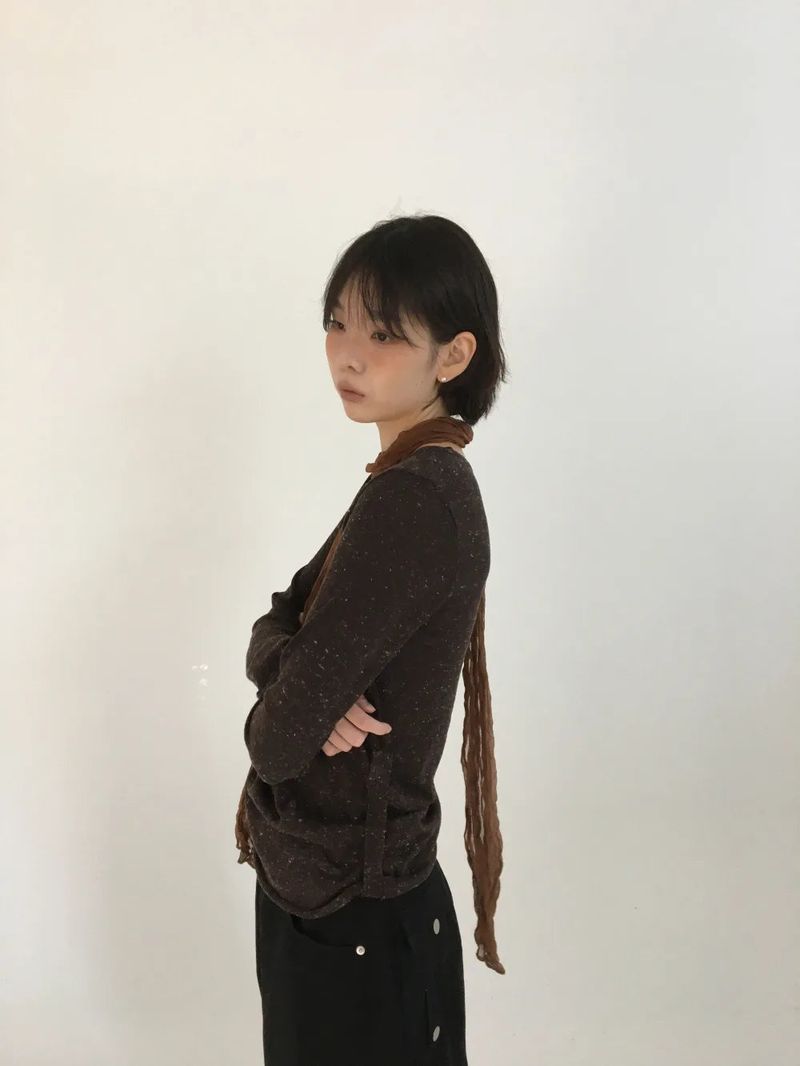 Ripi Side Button Knit+Scarf (4color)