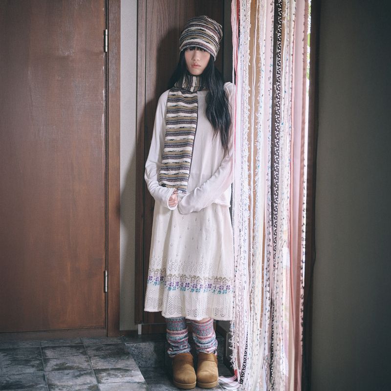 boho stripe muffler brown