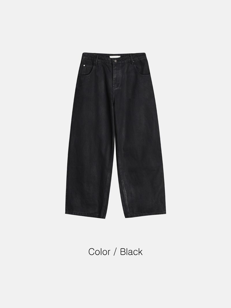 Black coated denim pants
