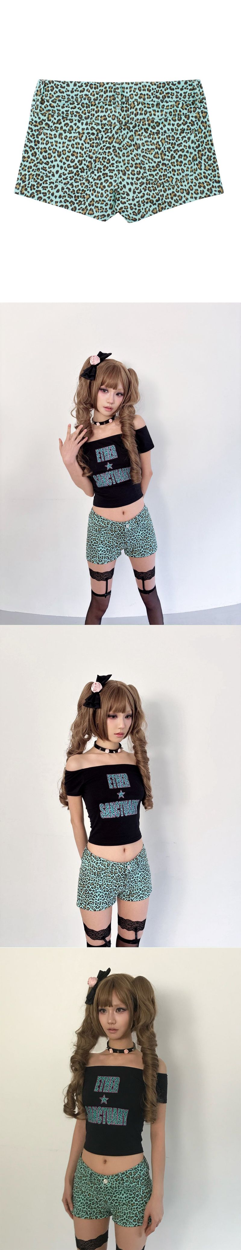 Leopard Shorts (Mint)