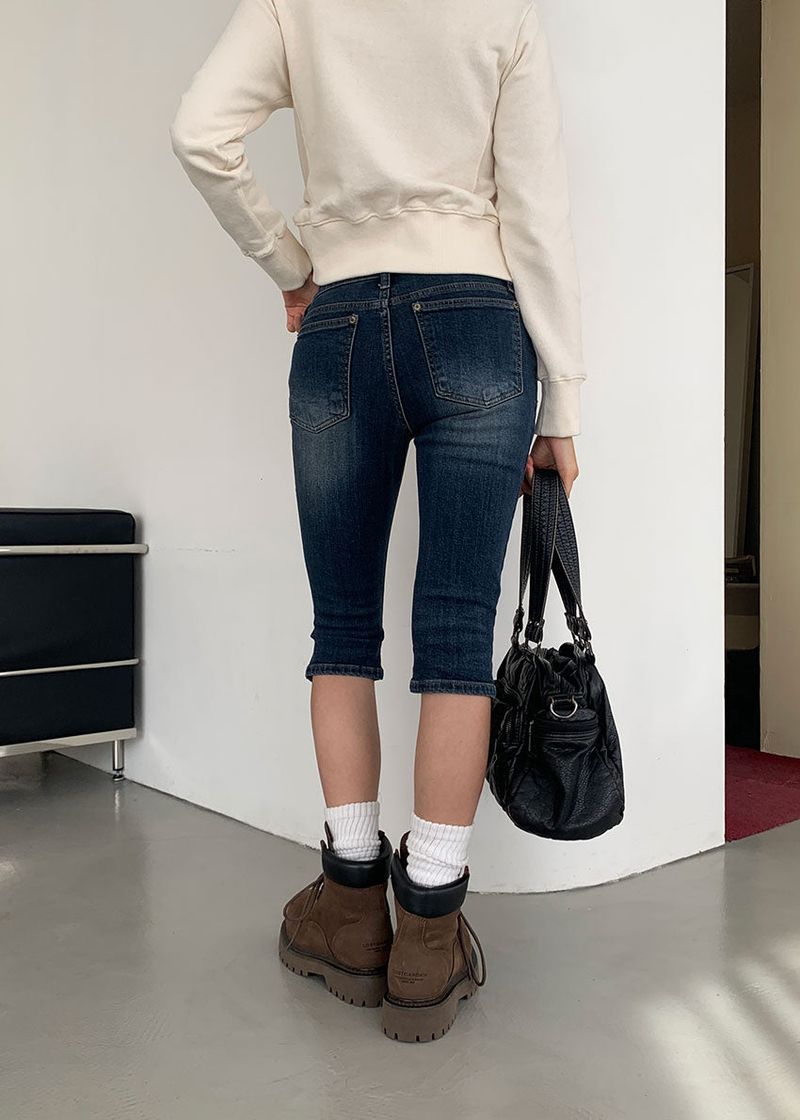 SHIRRING CAPRI DENIM