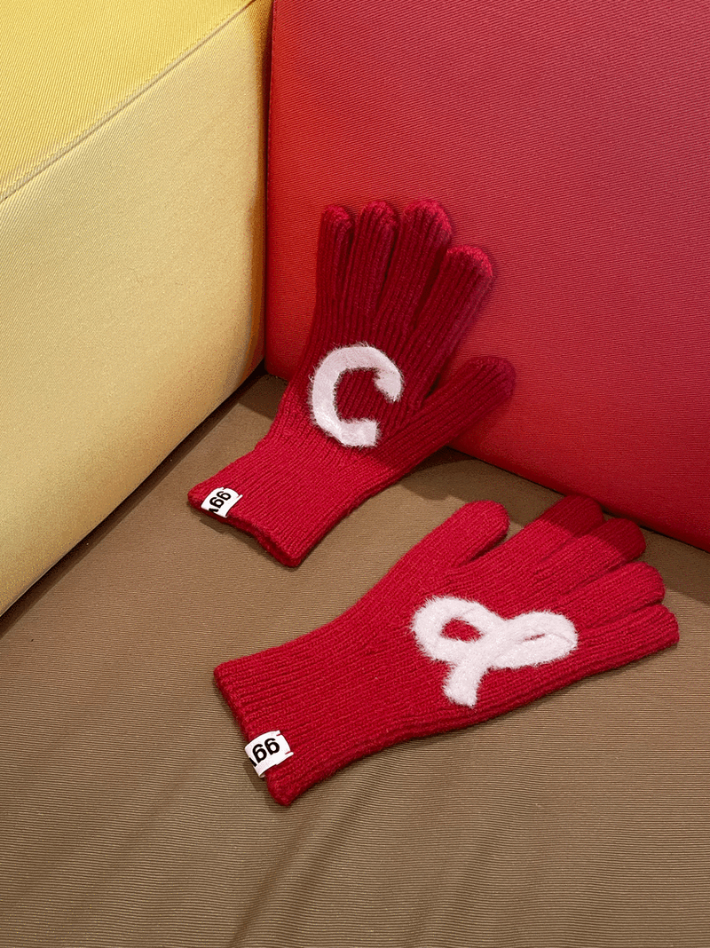 CUSTOM INITIAL KNIT RIBBON GLOVES