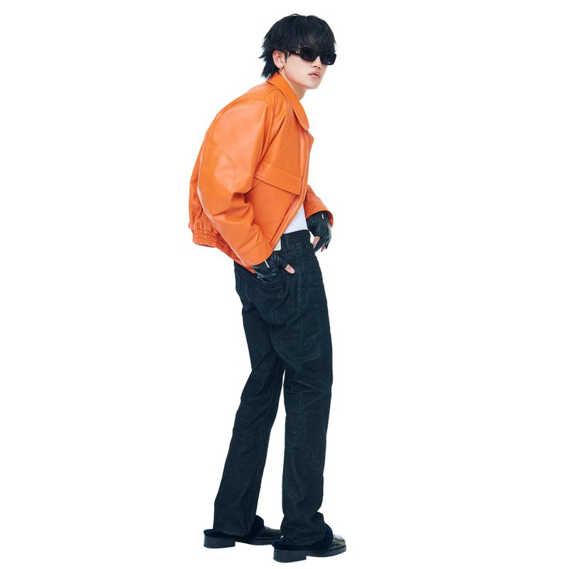 RIDERS LEATHER BOMBER ORANGE