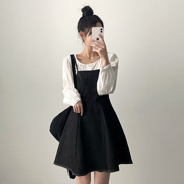 hijjoo（ハイチュー）の「Deffin Stitch Denim Sleeveless One-Piece Dress（Dresses）」