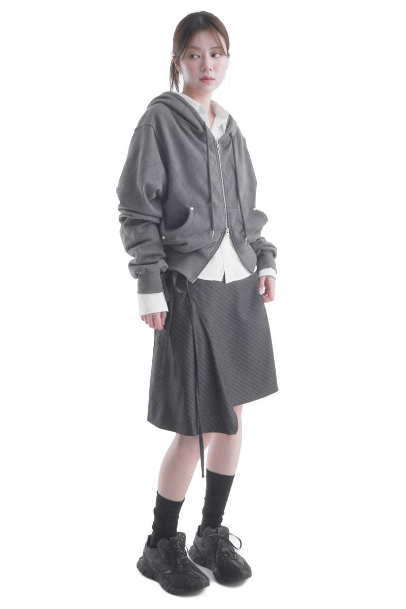  BELTED UNBAL STRIPE SKIRT