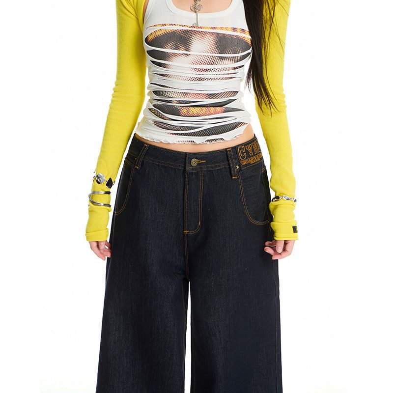 Paris Buckle High-Waist Barrel Denim Jeans