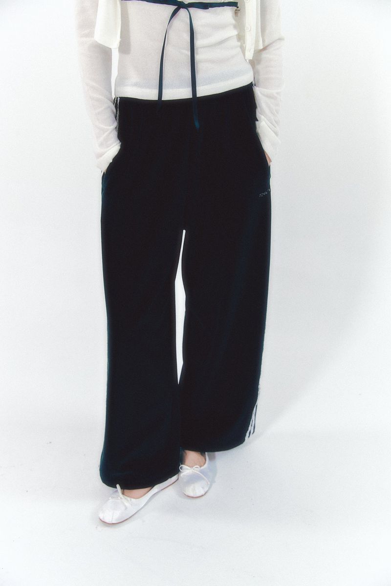 Velvet Lace Track Pants Black
