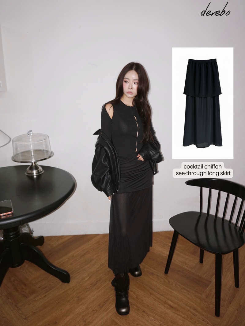 dereborujo（ドレボルゾー）の「cocktail chiffon see-through long skirt（Skirts）」