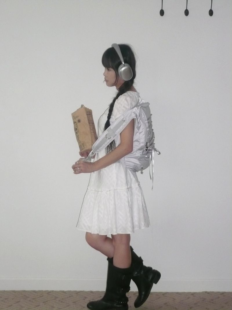 Lace up backpack _ Grey