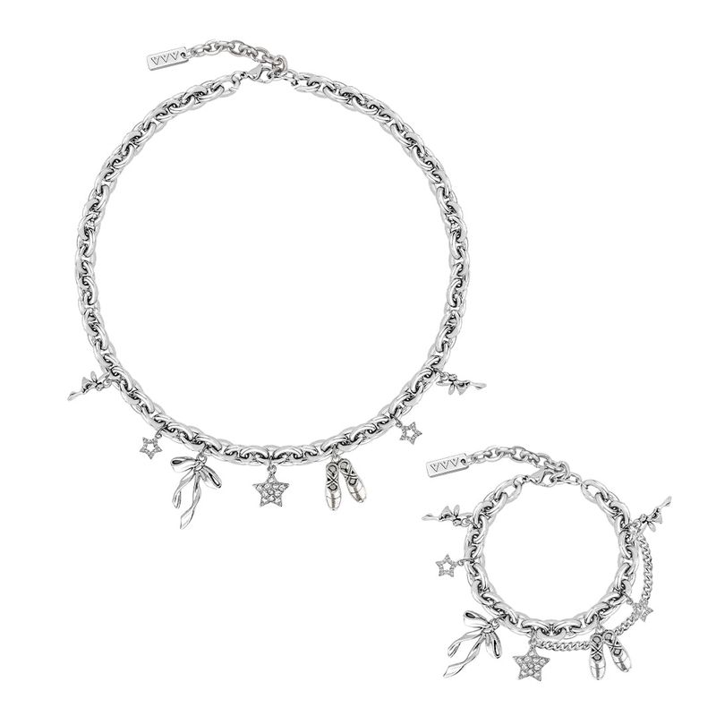 VVV（ブイブイブイ）の「[SET] Pointe shoes Ribbon Star Mix Necklace + Bracelet（Accessories）」
