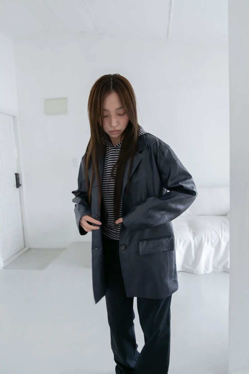 regular leather jacket(2colors)