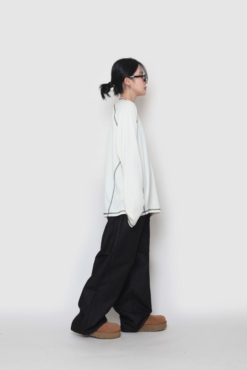 Ribbed Line Long Sleeve T