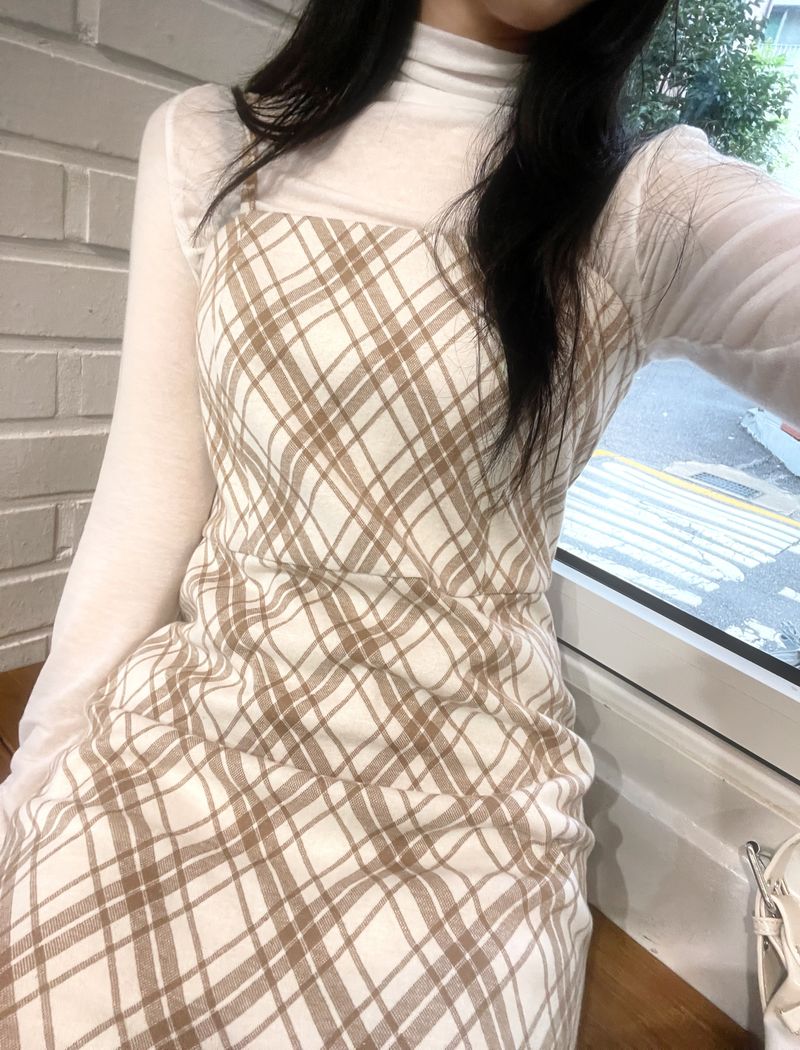 Layered romantic checkered bustier dress