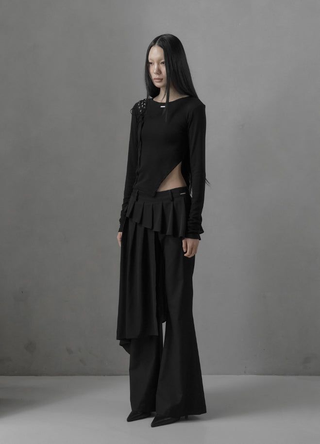 26SS★ [mnem] Distorted Eyelet Slit Top