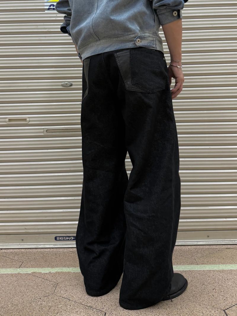 Leather Double Pocket Curved Pants