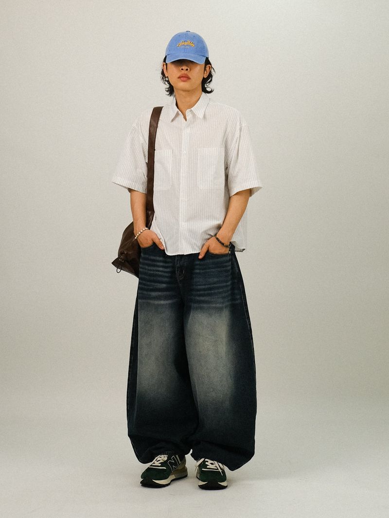 PU Stripe Crop Half Shirts