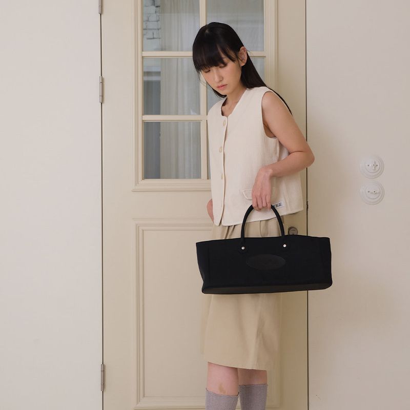 Black Nylon Tote Bag