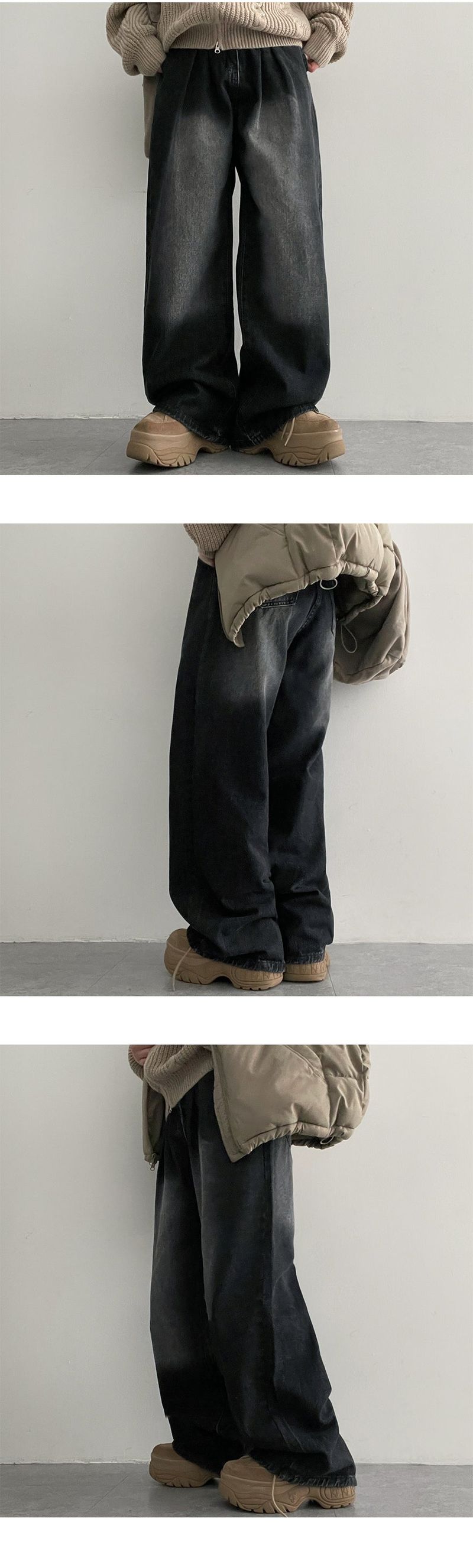 Lese pintuck wide denim pants