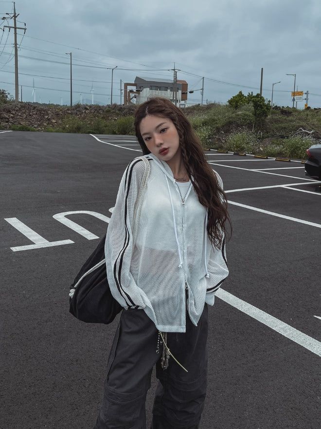 Summer Track Mesh Hooded Zip-Up