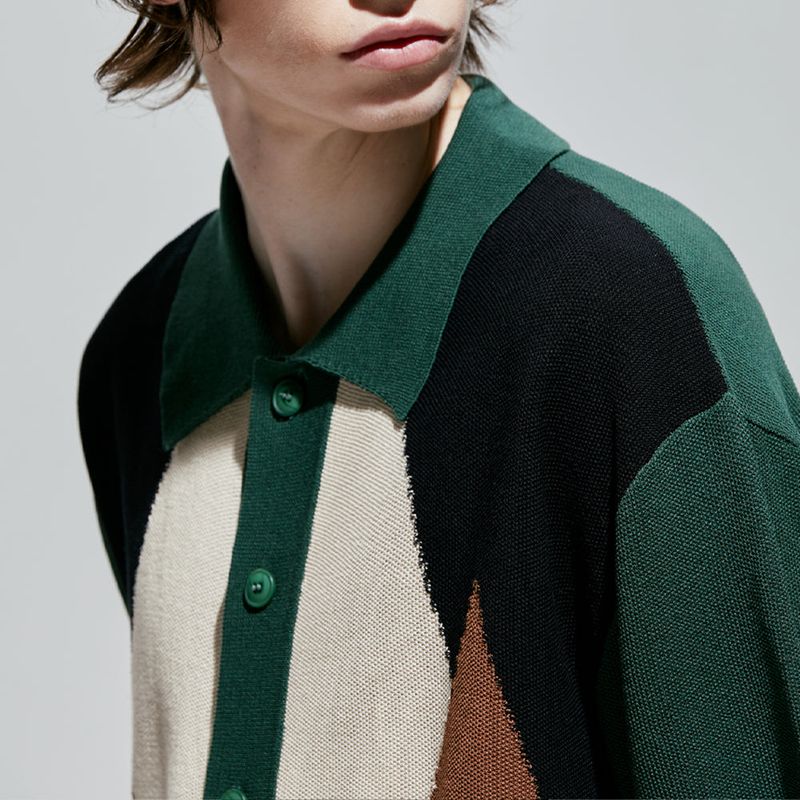 pocker-dia half knit cardigan green
