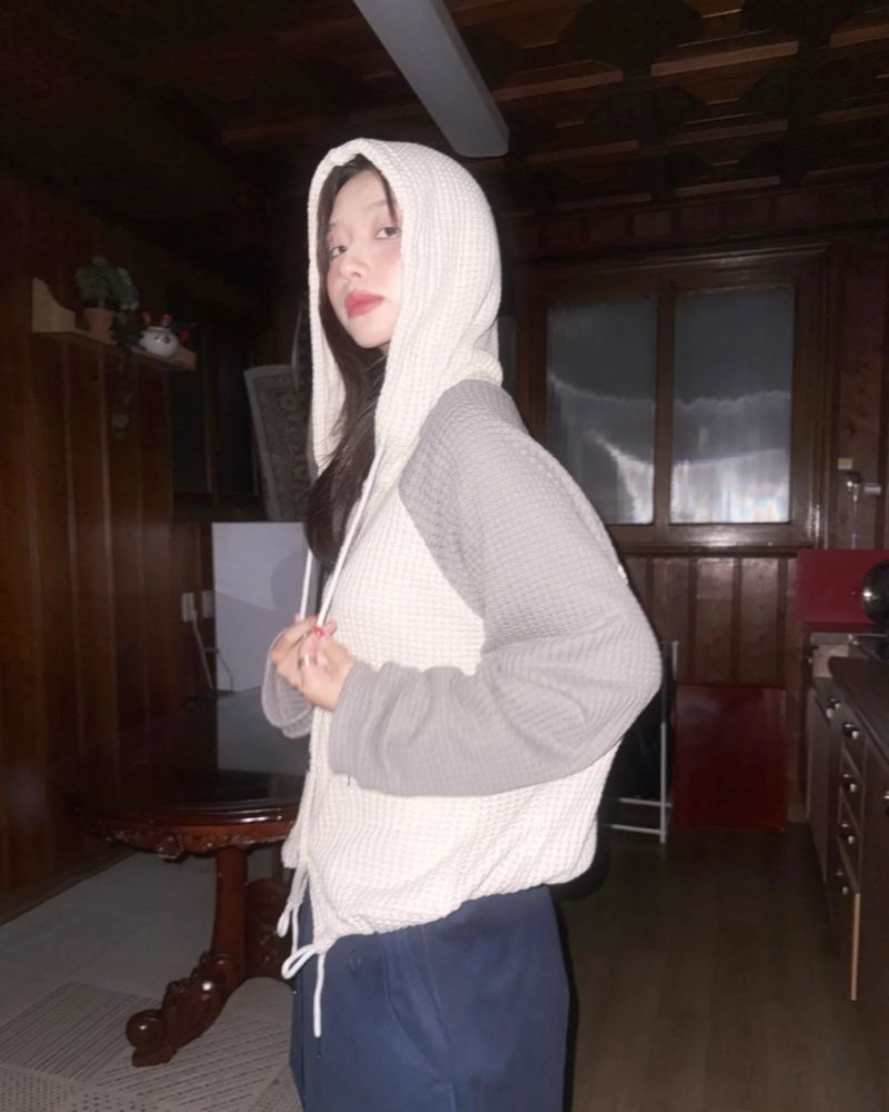 (2color) Waffle Raglan Hood Cardigan