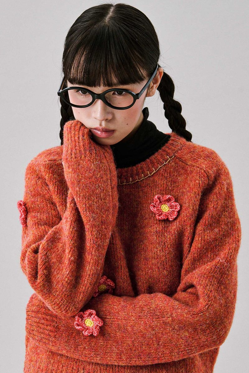 Tommy Flower Knit [Orange]