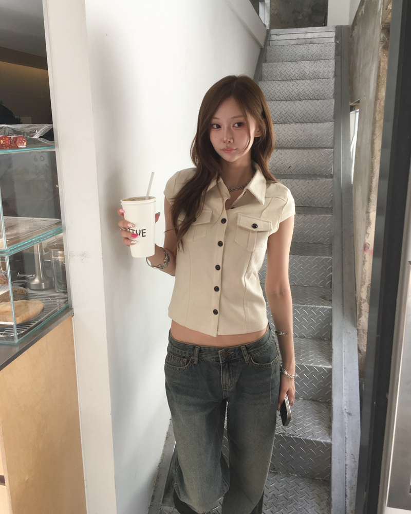 ローライズタンストレートデニムパンツ