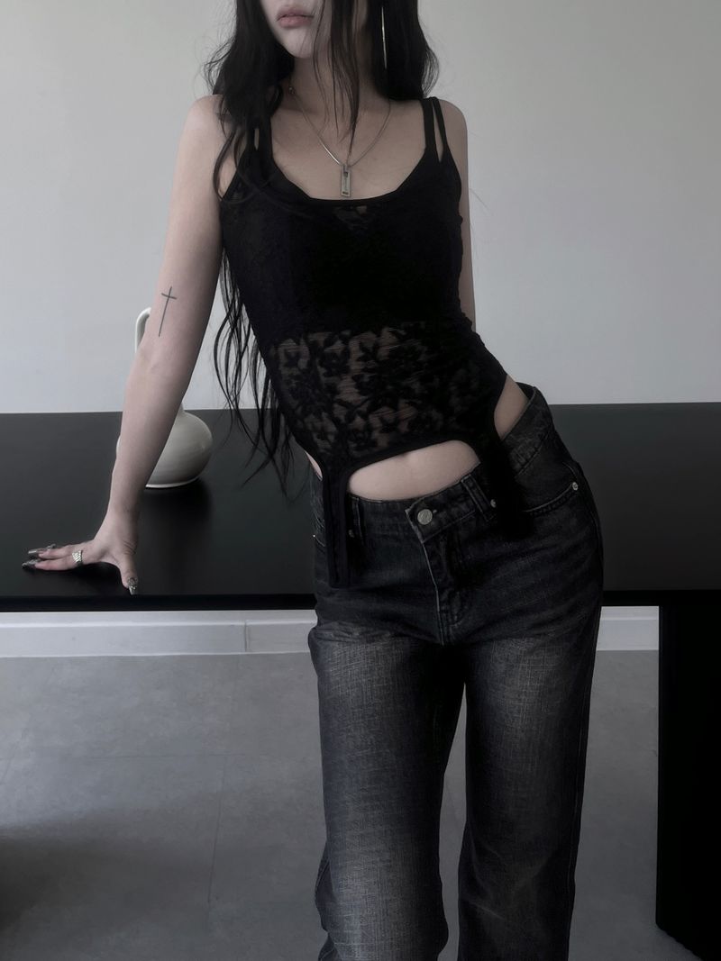 lace see-through eve top (2color)