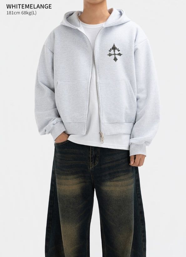 UNDEROFF（アンダーオフ）の「2-way Crop Fit Camo Print Hooded Zip-up Jumper White Melange（Tops）」