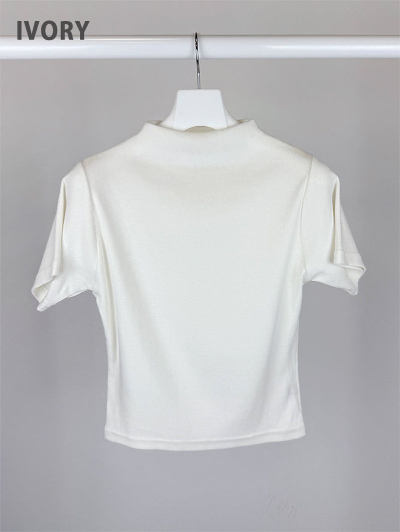 RIBBED HALF NECK TEE (4C)