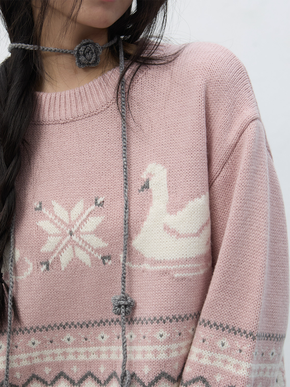 handmade knit flower strap - grey