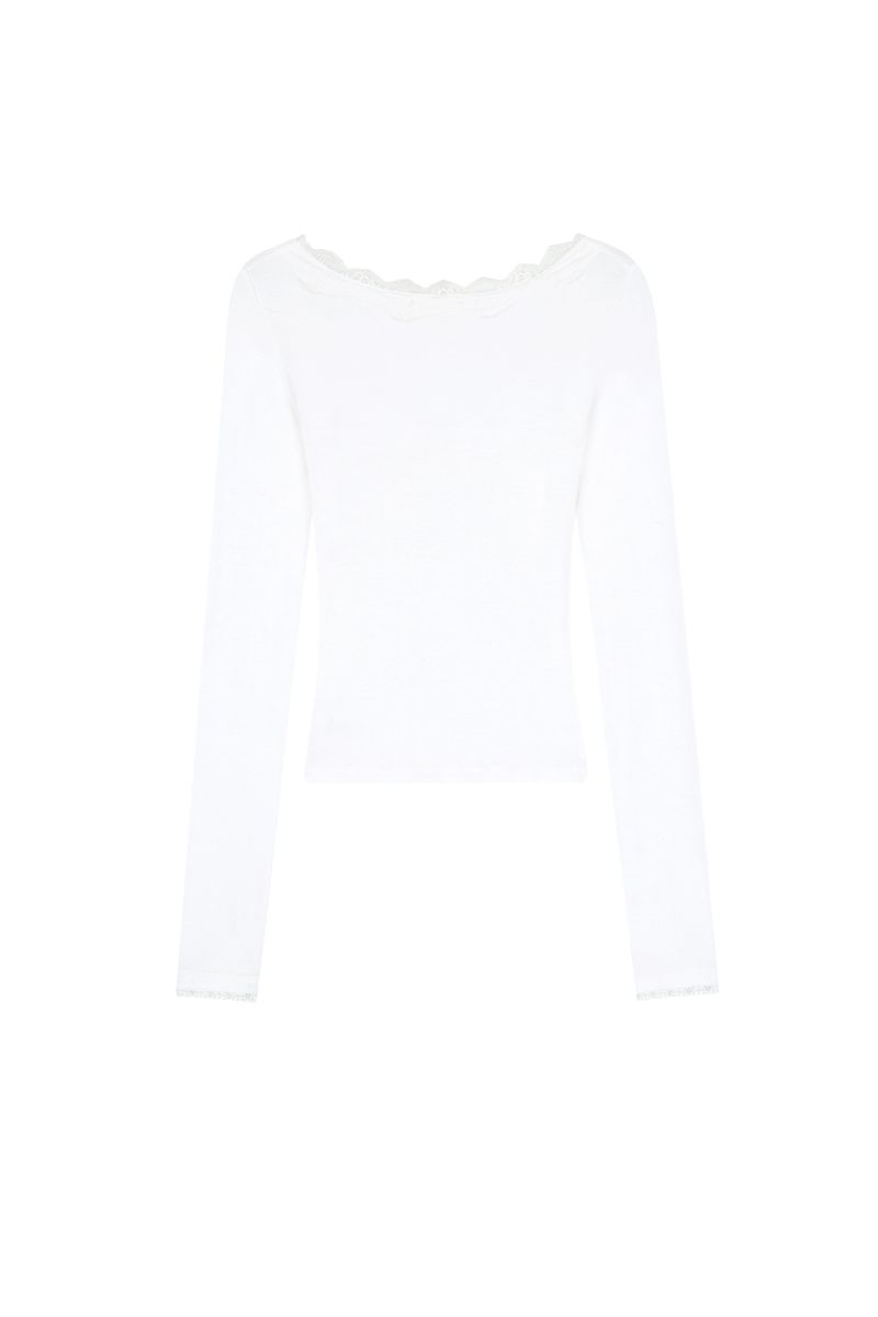 Camille Basic Lace Top, White