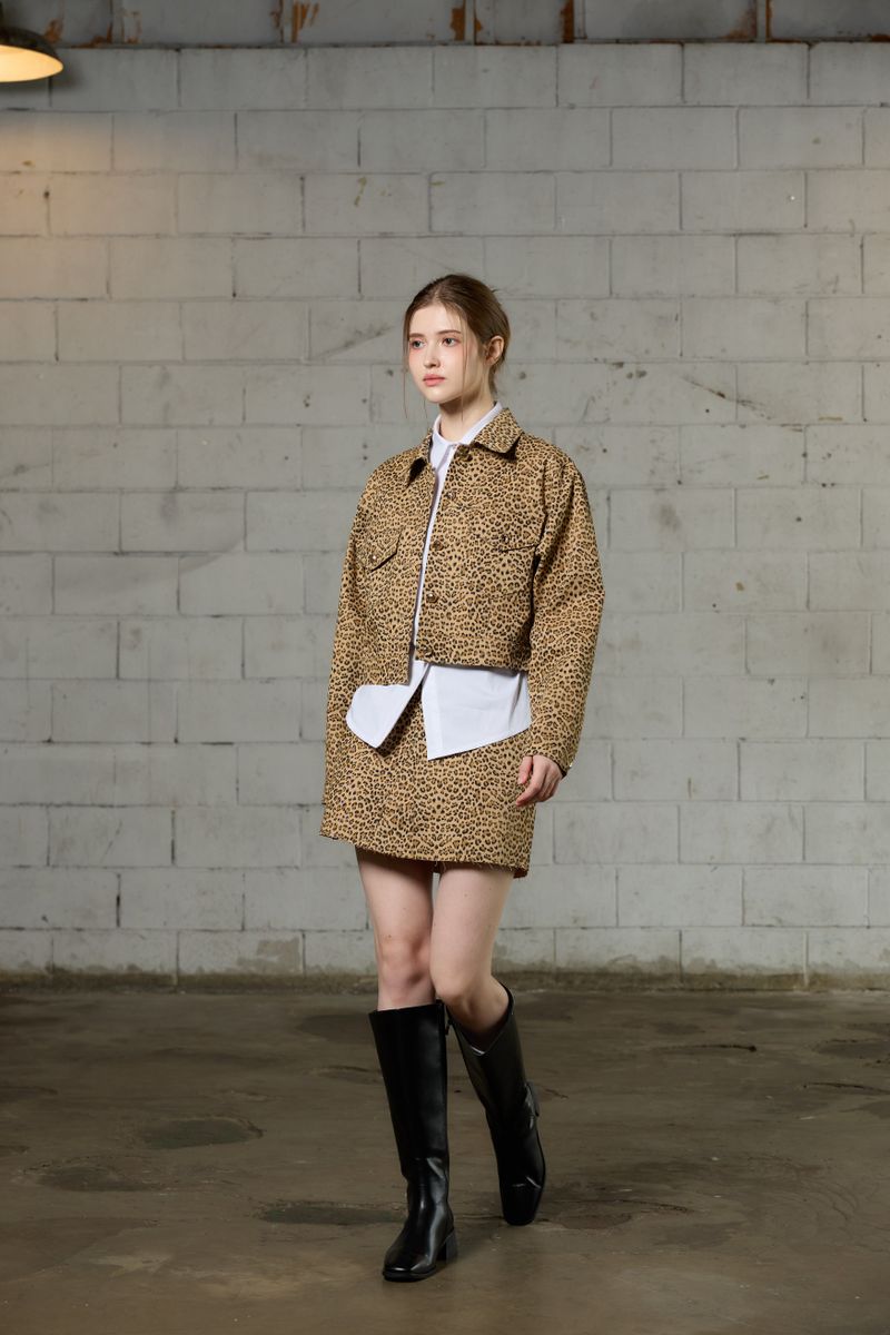 LEOPARD MINI SKIRT / BEIGE
