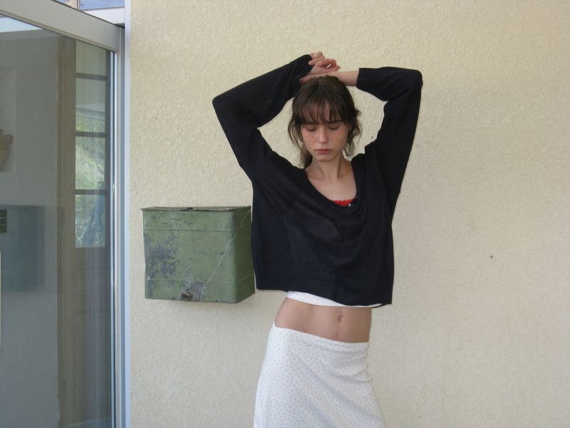 Button v-neck knit_navy