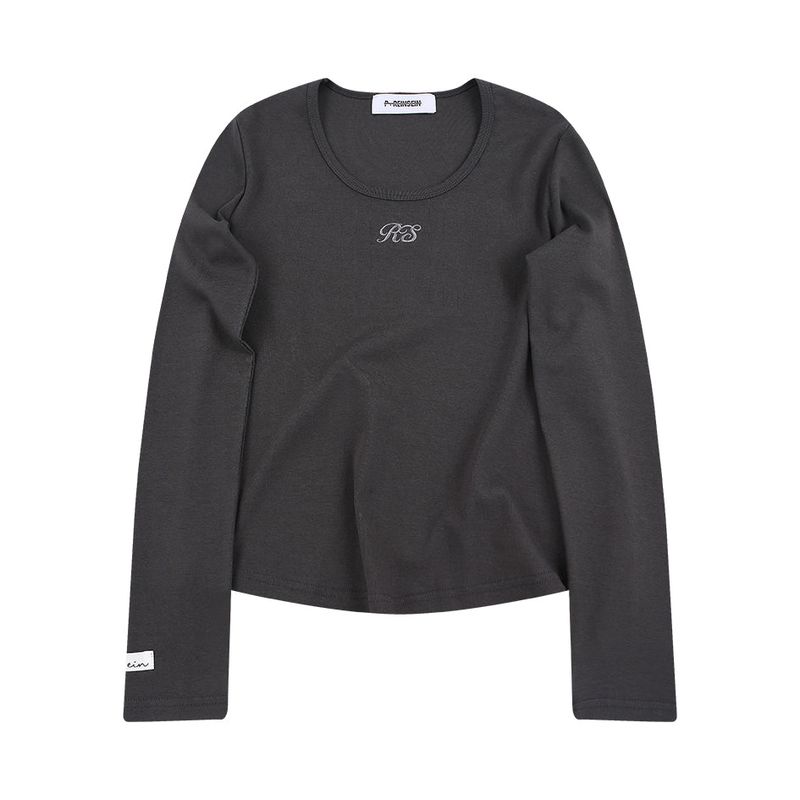 RS round long sleeve tee charcoal